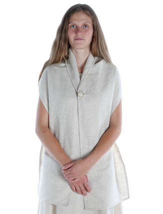 Mittelalter Schal Kari aus Baumwolle-Leinen(60-40) in Beige Frontansicht 2