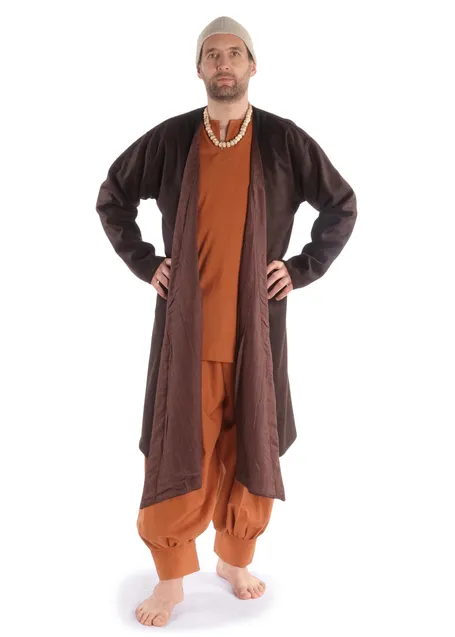 Wikinger Mantel Vidar in Braun-Schwarz Frontansicht 3