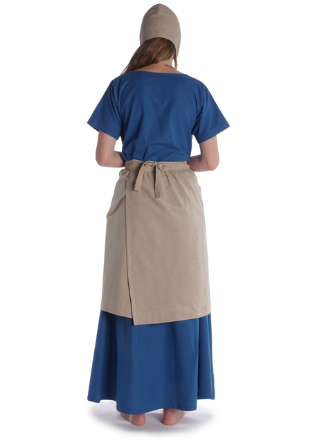 Mittelalter Schürze Condwiramurs in Hanffarben Rückansicht