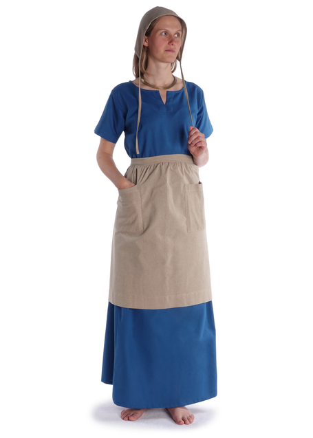 Mittelalter Schürze Condwiramurs in Hanffarben Frontansicht