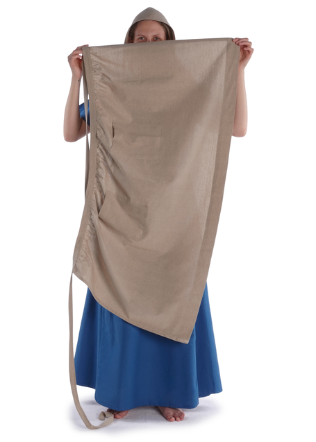 Mittelalter Schürze Condwiramurs in Hanffarben Frontansicht 2