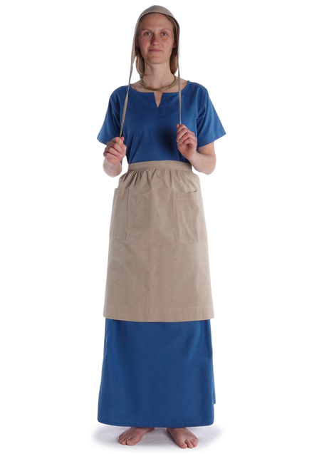 Mittelalter Schürze Condwiramurs in Hanffarben Frontansicht 3