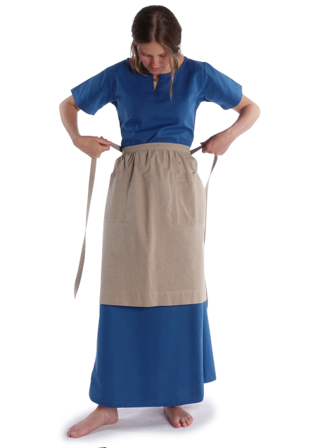 Mittelalter Schürze Condwiramurs in Hanffarben Frontansicht 4