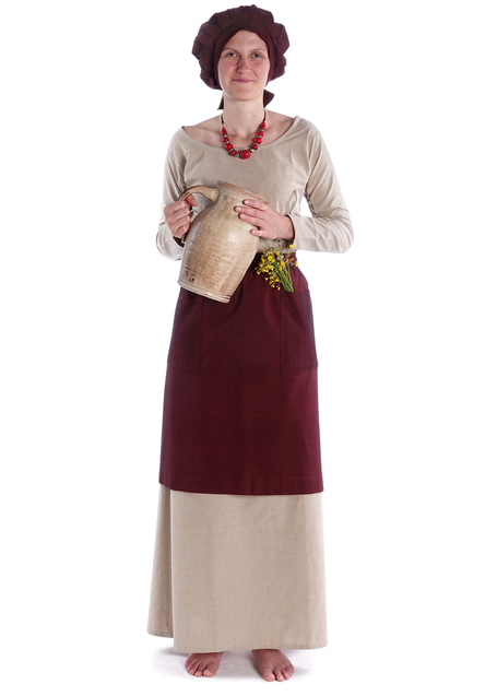 Mittelalter Schürze Condwiramurs in Rot Frontansicht 2