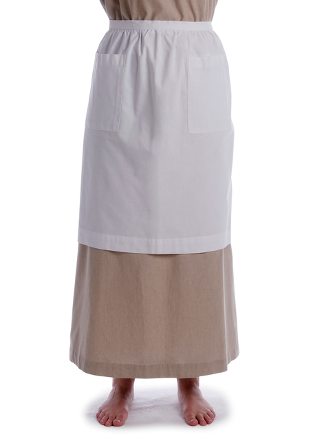 Mittelalter Schürze Condwiramurs in Weiß Detailansicht