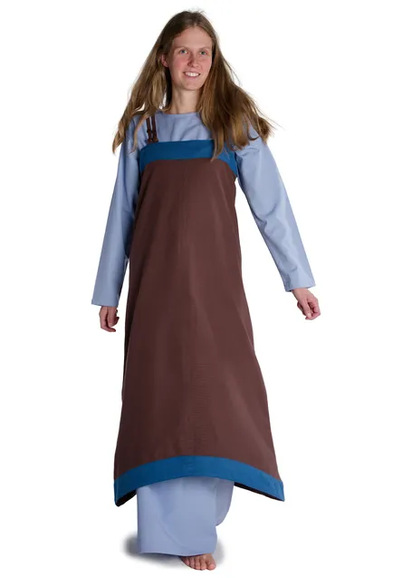 Wikinger Überkleid Urd in Braun Frontansicht 2