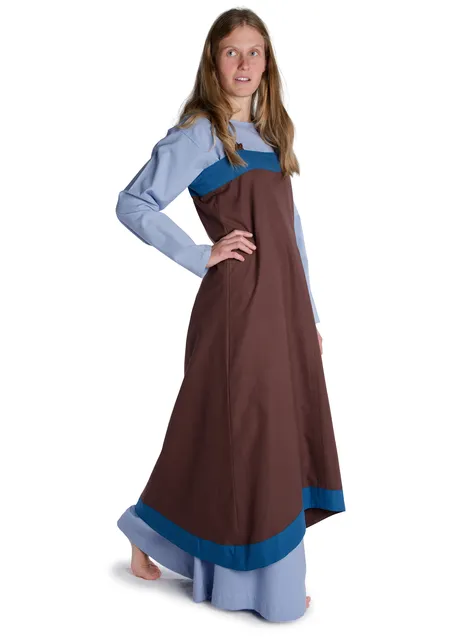 Wikinger Überkleid Urd in Braun Seitenansicht