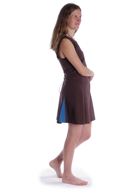 Mittelalter Kleid Pernilla in MISSING: brown-royalblue Seitenansicht