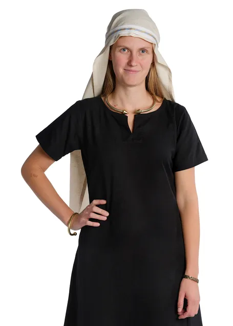 Mittelalter Kopftuch Damaris in Beige Frontansicht 4