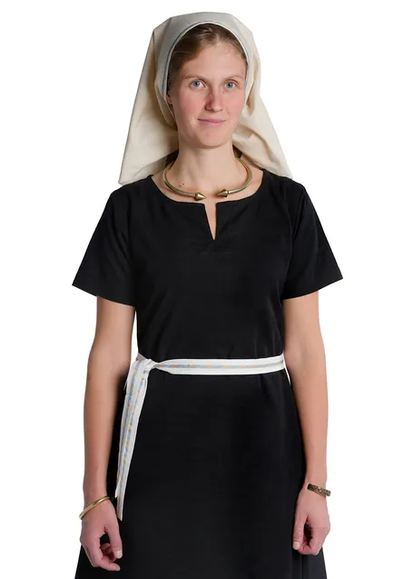 Mittelalter Kopftuch Florimel in Beige Frontansicht