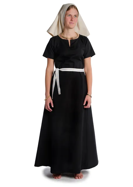 Mittelalter Kopftuch Florimel in Beige Frontansicht 2