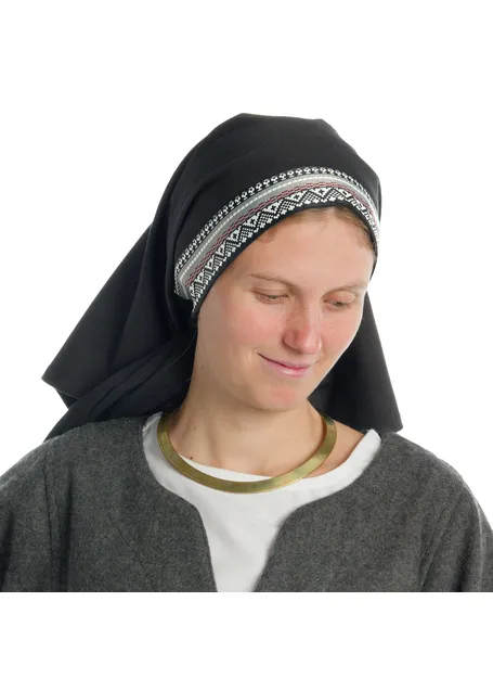 Mittelalter Kopftuch Florimel in Schwarz Frontansicht