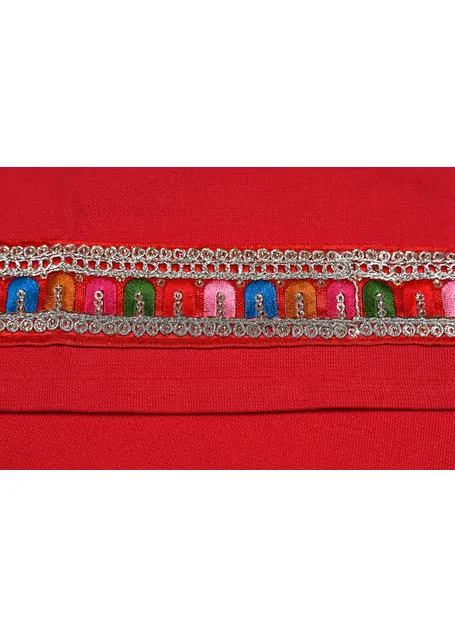 Mittelalter Kopftuch Florimel in Feuerrot Detailansicht 2