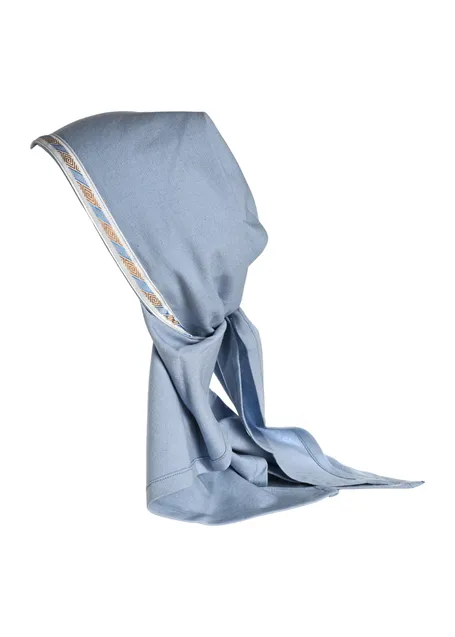 Mittelalter Kopftuch Florimel in Hellblau Detailansicht