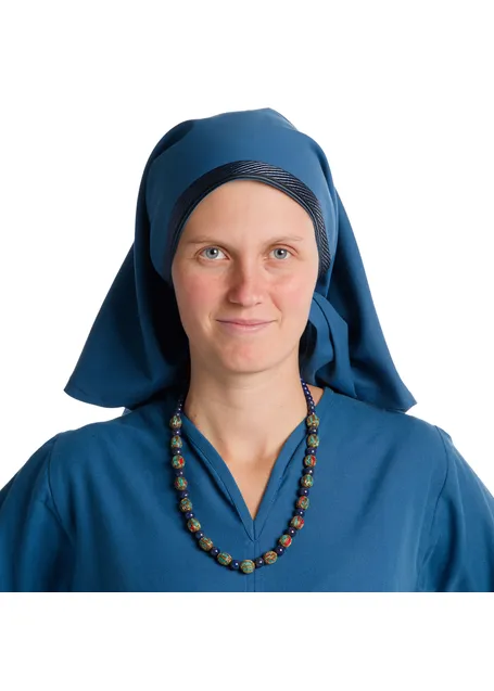 Mittelalter Kopftuch Florimel in Königsblau Frontansicht