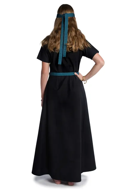 Wikinger Gürtel Arvida in Fischgrät Petrol-Schwarz Rückansicht