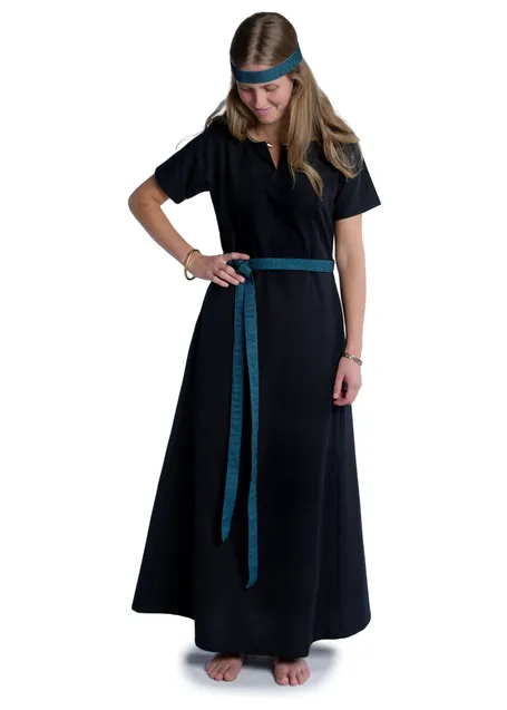 Wikinger Gürtel Arvida in Fischgrät Petrol-Schwarz Frontansicht