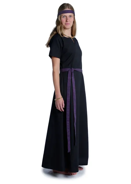 Wikinger Gürtel Arvida in Fischgrät Lila-Schwarz Seitenansicht