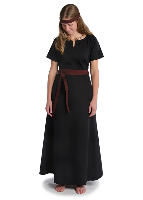 Wikinger Gürtel Arvida in Fischgrät Dunkelrot-Schwarz Frontansicht 2