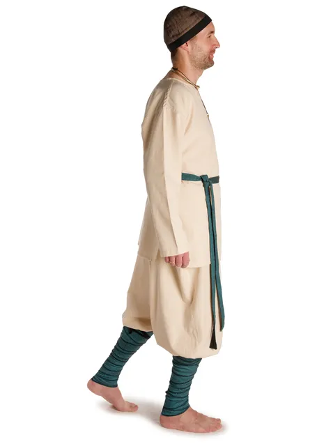 Wikinger Gürtel Arvid in Fischgrät Petrol-Schwarz Seitenansicht