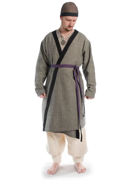 Wikinger Gürtel Arvid in Fischgrät Lila-Schwarz Frontansicht