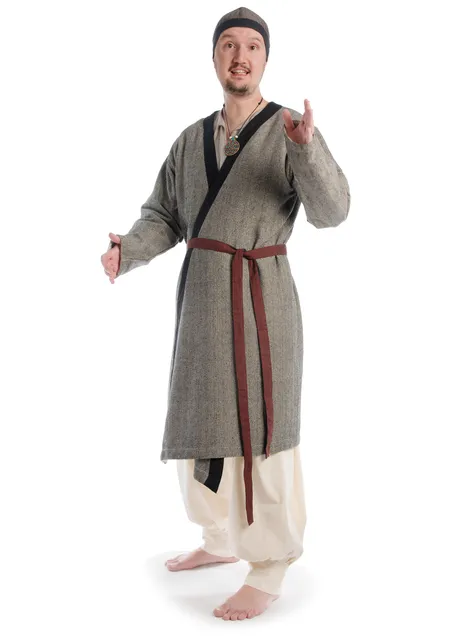 Wikinger Gürtel Arvid in Fischgrät Dunkelrot-Schwarz Frontansicht