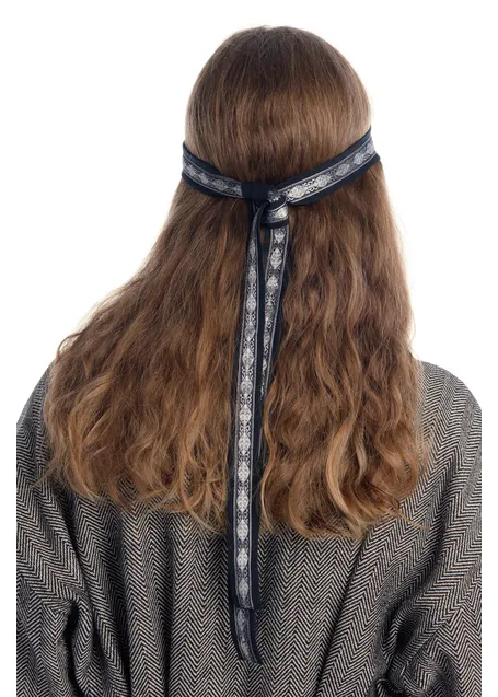 Mittelalter Haarband Ottilia in Schwarz-Silber Rückansicht