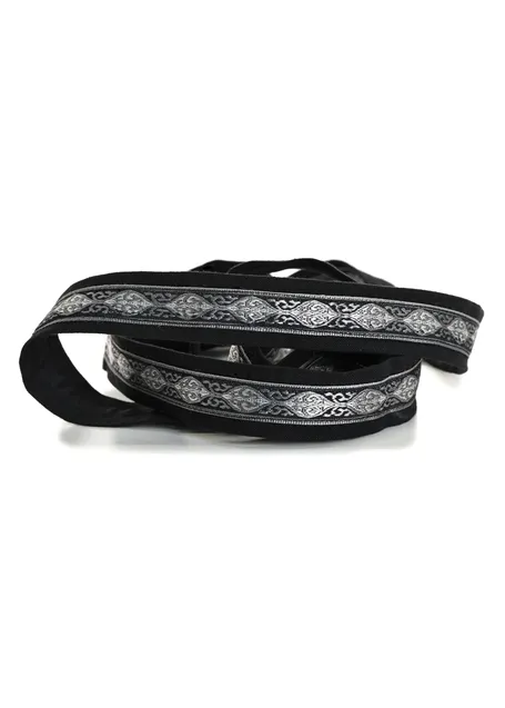 Mittelalter Haarband Ottilia in Schwarz-Silber Detailansicht 3