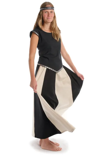 Mittelalter Haarband Ottilia in Schwarz-Silber Frontansicht 2