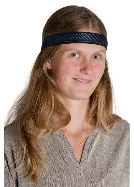 Mittelalter Haarband Ottilia in Blau-Schwarz Frontansicht