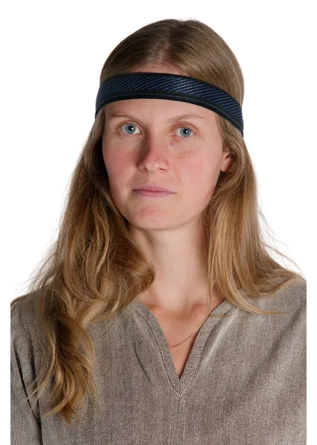 Mittelalter Haarband Ottilia in Blau-Schwarz Frontansicht 3
