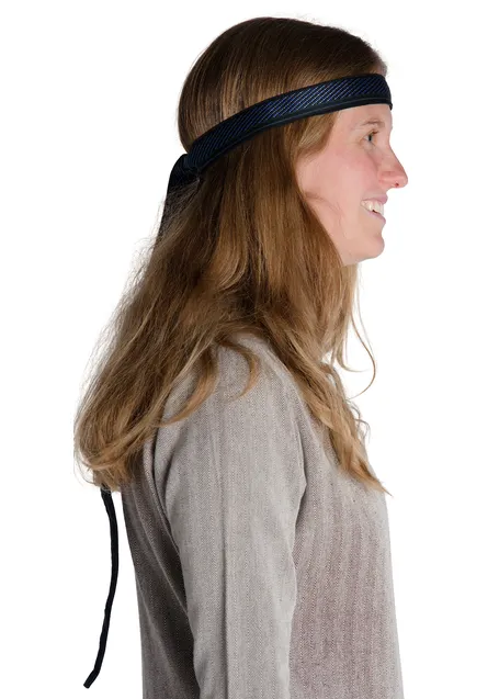 Mittelalter Haarband Ottilia in Blau-Schwarz Seitenansicht