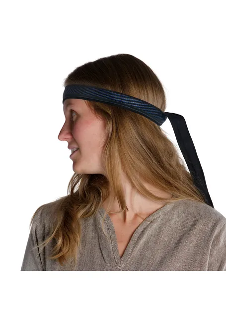 Mittelalter Haarband Ottilia in Blau-Schwarz Seitenansicht 2