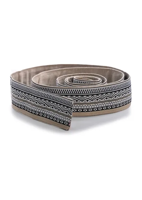 Mittelalter Haarband Ottilia in Hanffarben-Schwarz-Weiß Detailansicht 2