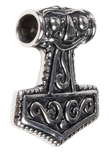 Wikinger Anhänger Mjölnir (Thors Hammer) aus Metall in Silbern Seitenansicht