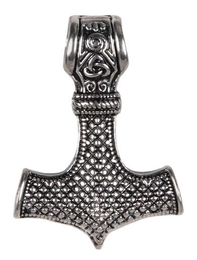 Wikinger AnhÃ¤nger MjÃ¶lnir (Thors Hammer) aus Metall in Silbern RÃ¼ckansicht