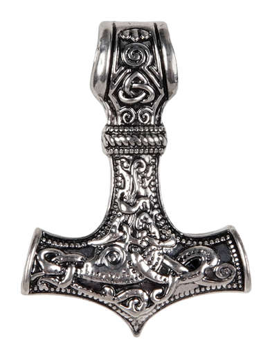 Wikinger AnhÃ¤nger MjÃ¶lnir (Thors Hammer) aus Metall in Silbern Frontansicht