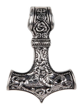 Wikinger AnhÃ¤nger MjÃ¶lnir (Thors Hammer) aus Metall in Silbern Frontansicht