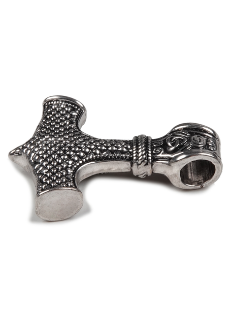 Wikinger Anhänger Mjölnir (Thors Hammer) aus Metall in Silbern Seitenansicht