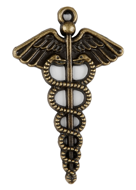 Herold Anhänger Hermes aus Metall in Goldgelb Frontansicht