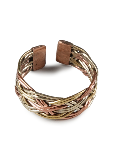 Mittelalter Ring Polydamas aus Messing-Weißmetall-Kupfer in  Draufsicht