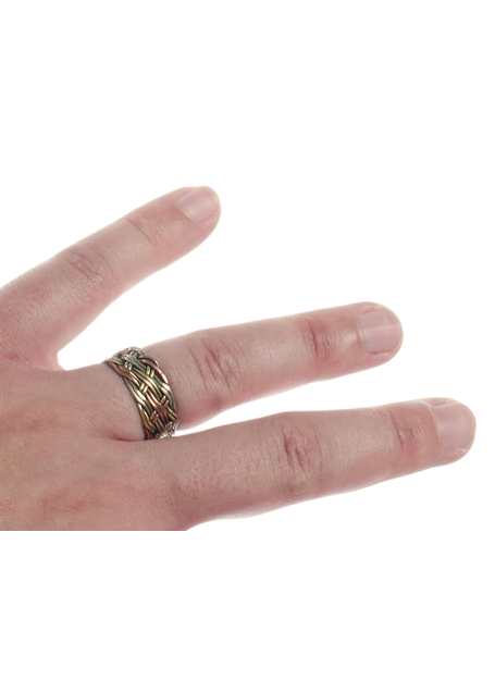 Mittelalter Ring Polydamas aus Messing-Weißmetall-Kupfer in  Frontansicht 2