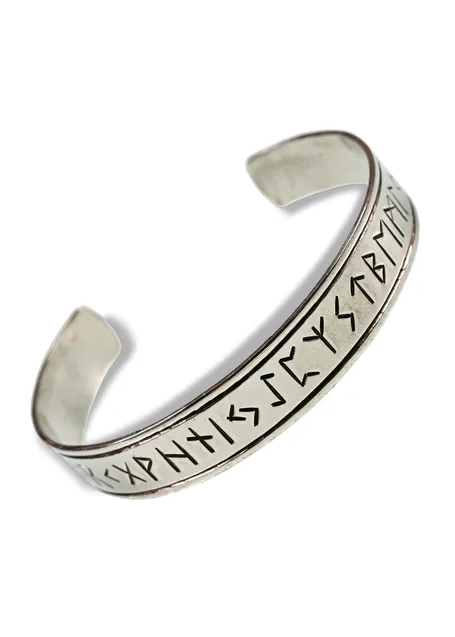 Wikinger Armreif Runar aus Weißmetal in Silbern Frontansicht