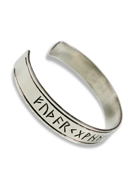 Wikinger Armreif Runar aus Weißmetal in Silbern Frontansicht 2