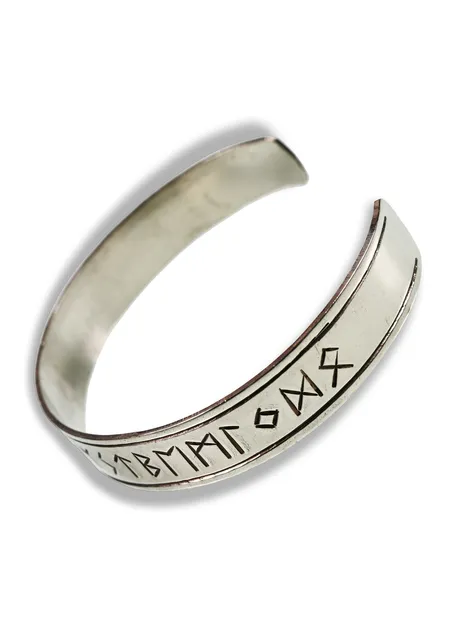 Wikinger Armreif Runar aus Weißmetal in Silbern Frontansicht 3