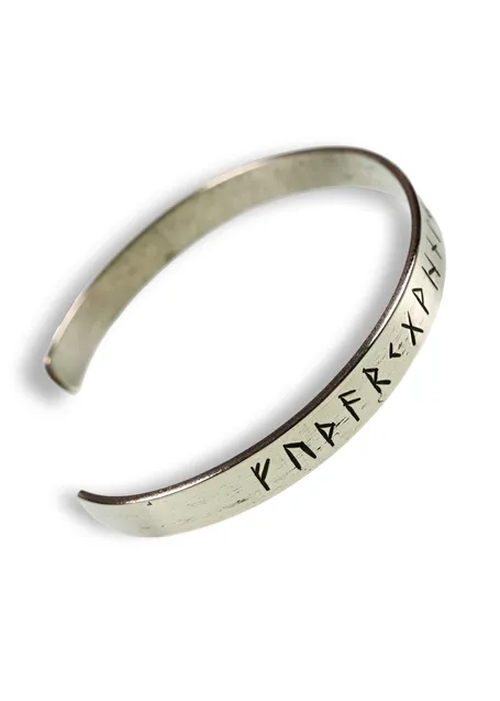 Wikinger Armreif Trygve aus Weißmetal in Silbern Frontansicht 2