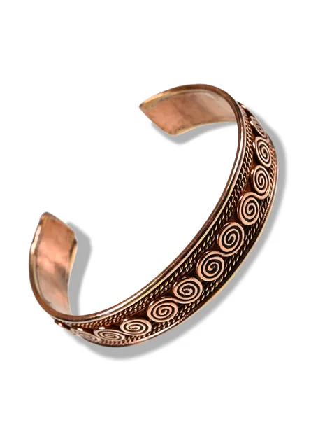 Wikinger Armreif Svipdagr aus Kupfer in Kupferfarben Frontansicht
