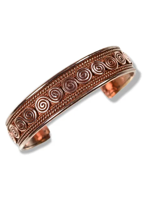 Wikinger Armreif Svipdagr aus Kupfer in Kupferfarben Frontansicht 2