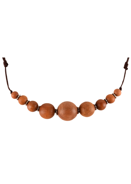 Mittelalter Halskette Angelburg aus Sandelholz in Beige Detailansicht