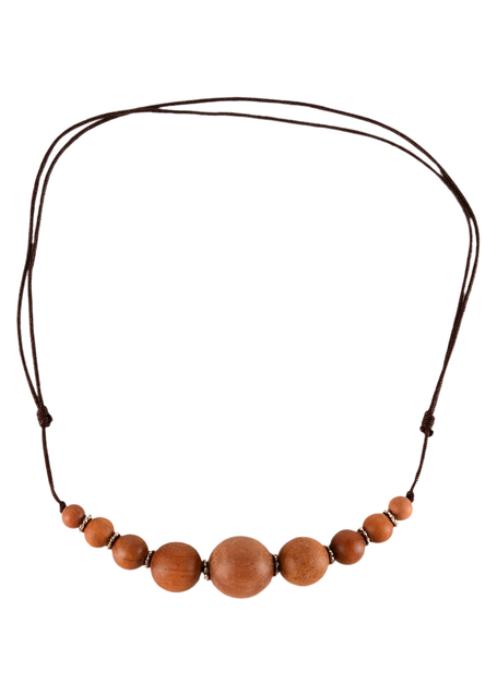 Mittelalter Halskette Angelburg aus Sandelholz in Beige Frontansicht